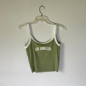Green “Los Angeles graphic font” tank top from FOREVER21